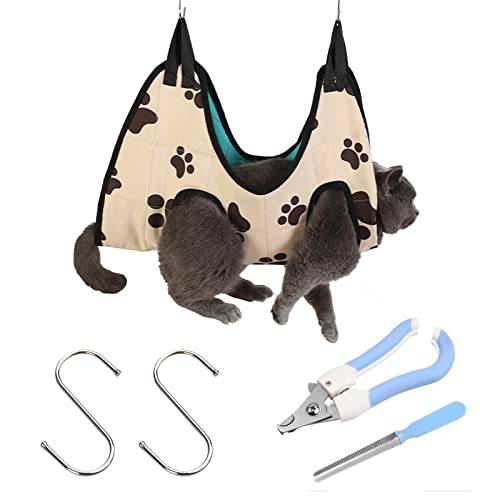 BDSHUNBF Toilettage BDSHUNBF Kit de Hamac de Toilettage pour Animaux, Hamac pour Chiens avec 2 Crochets, Kit de Hamac de Toilettage pour Chien, Accessoire de Coupe-Ongles, Lime à Ongles, pour Petits Chiens et Chats